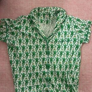 Roller Rabbit Green Monkey Print Shirt